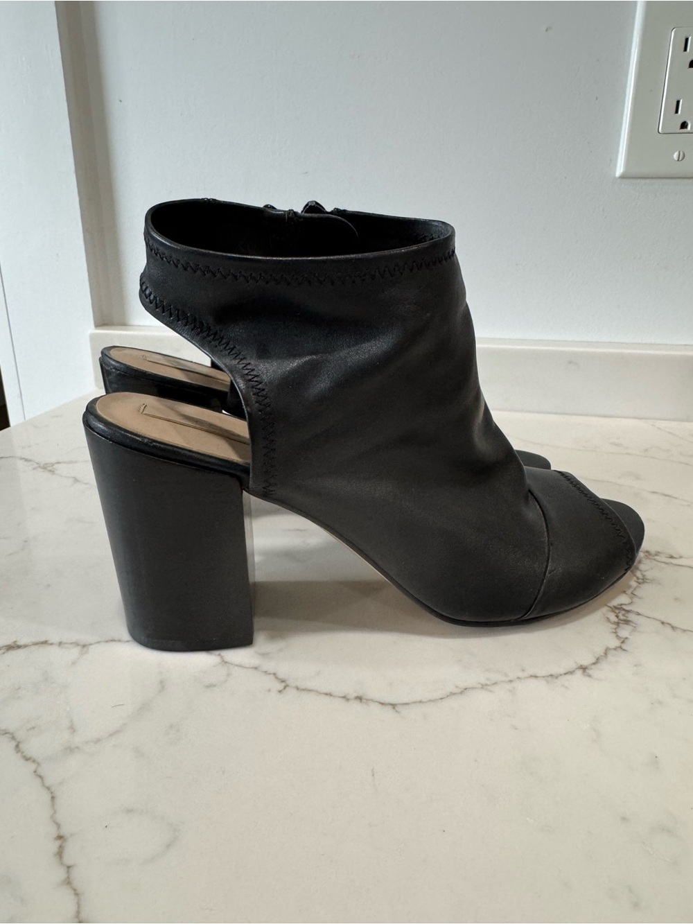 Aldo Black Peep-Toe Block Heel Ankle Bootie